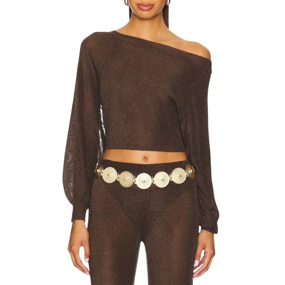 YLLW THE LABEL Marbella Belt in Matte Gold One Size New Womens Chain